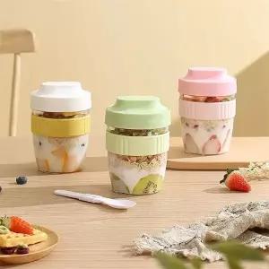 480 570ml 아침 식사 컵 휴대용 오트밀 시호환 너트 요구르트 샐러드 숟가락 피크닉 도시락 학생 식품 저장