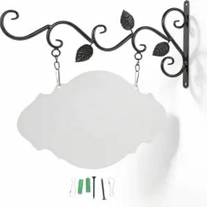 빈 보드가 있는 걸이 표지판 브래킷 단조 철벽 행거 DIY 양면 야외 업무용 화환 화분 교실 문 가정용 농가