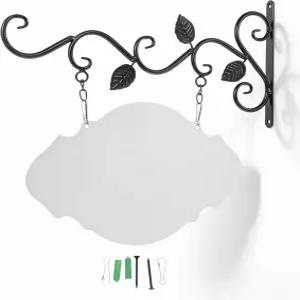 빈 보드가 있는 걸이 표지판 브래킷 단조 철벽 행거 DIY 양면 야외 업무용 화환 화분 교실 문 가정용 농가