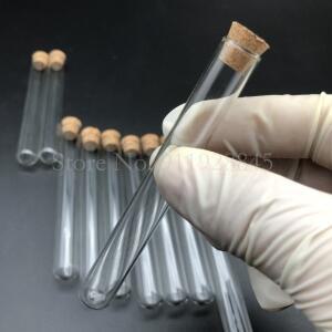20 개/몫 직경 12mm 투명 실험실 유리  튜브 코르크 마개 라운드 바닥 컨테이너 용품