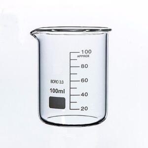 100ml 저형 비커 화학 실험실 붕규산 유리 투명 스파우트 포함