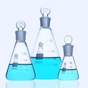 실험실 붕규산염 유리 삼각 원추형 플라스크  그라운드 인 링 스토퍼  19 24 29  50ml ~ 1000ml