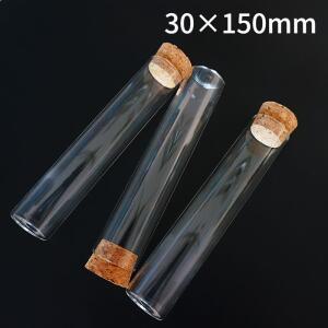 5개/대 30x150mm 코르크 마개가있는 독특한 투명 실험실 유리  튜브 플랫 바닥 Labware 용품