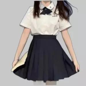 화이트 블루 반팔 셔츠세트 교복 학생복