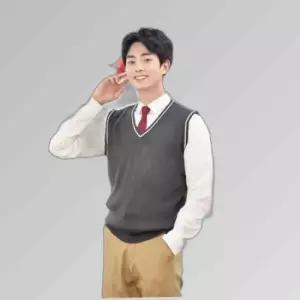 교복몰 보풀방지 그레이 화이트라인 교복조끼(남자)