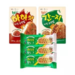 60계 하하하치킨주먹밥 500g+간지치킨주먹밥 500g+렐리쉬핫도그 160gx3개