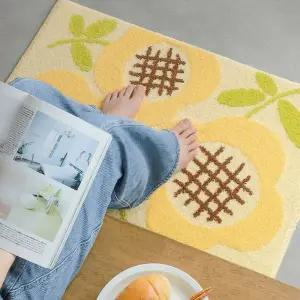 해바라기 디자인 쿠션매트 러그 발매트 거실러그