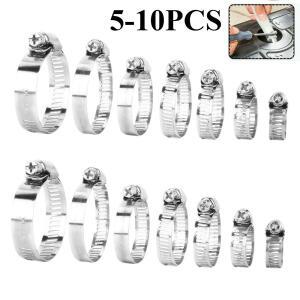 5/10PCS 파이프 클램프 스테인레스 스틸 호스 클립 연료 웜 드라이브 내구성 항산화 8-32mm