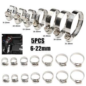 5PCS 파이프 클램프 스테인레스 스틸 호스 클립 연료 웜 드라이브 내구성 항산화 8-32mm
