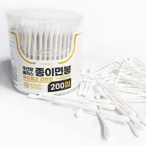 원터치 종이 면봉 일반 케이스 200입 10P 순면 다용도 순면면봉