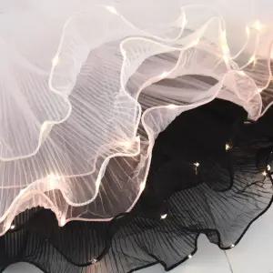 조명과 LED 꽃 포장지 레이스 메쉬 웨이브 원사 꽃집 꽃다발 포장 장식 웨딩 생일 발렌타인 선물