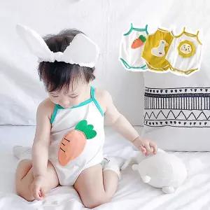 [보리보리/조이멀티]오리 당근 사자 민소매 유아 바디슈트(66-90) 304102
