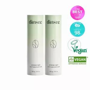 [유한양행/공식] 딘시 프리미엄 비건 쓰리인원 선스틱 10.5g x2개/SPF50+PA++++/선크림/저자극/톤업/자외선차단/클렌징/수분크림