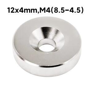 네오디움 ND 원형사라자석 지름 12mm X 두께 4mm      12x4t   홀내경 M4(8.5-4.5) 1개
