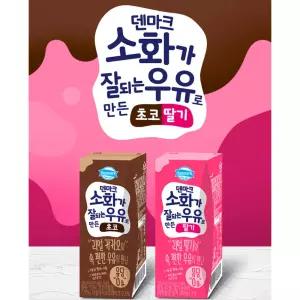 덴마크 소화가 잘 되는 우유 190ml 딸기 24개 + 초코 24개
