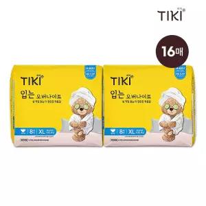 티키 생리대 입는오버나이트 입오버 특대형 8매X2팩 나이트용 순면감촉