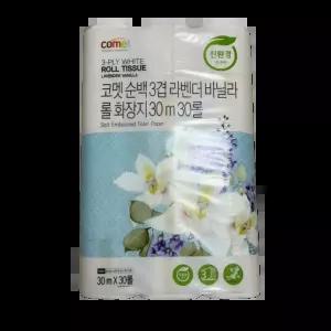 코멧 순백 3겹 라벤더 바닐라 롤화장지 천연펄프 무형광 30m 30롤 1팩