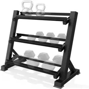 Zlinke 3단 덤벨 랙 가정용 헬스장용 다단 무게 보관 정리대 케틀벨용 1100LBS 용량 (랙 단품)