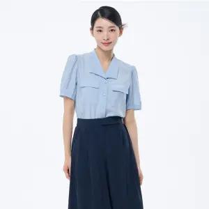 [SI]스탠드아웃 카라 퍼프 블라우스 스카이블루 SGBAG0491_ESS