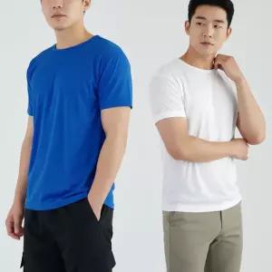 더코지 남성 기능성 반팔 티셔츠 쿨 메쉬 헬스장 운동복 트레이닝복 상의 파란색 하얀색 여름