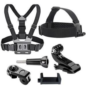올인원 6종 액션 카메라 액세서리 세트, 휴대폰 헤드 스트랩, 체스트 마운트, GoPro Hero 13 12 11용 조절