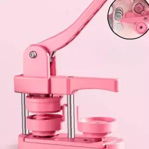 수동 프레스 뱃지 제작기 58mm 핑크 컬러 메탈 핀버튼 원형 굿즈 DIY 공예