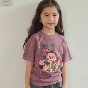 KIDS 캐럿 홉피 피그먼트 반팔티 더스티핑크