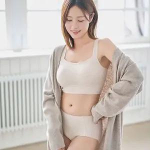 감탄브라 멜란지 골지 런닝형 브라팬티 1set 233513 {MH}