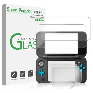 새로운 닌텐도 2DS XL 2017용 화면 보호팩 글래스 상단 2개 PET 하단 4개 패키지로 제공되는 6개의