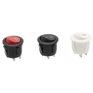 3Pcs 220V 라운드 SPDT ON-OFF 로커 스위치 KCD1-105 화이트 블랙 레드 AC 250V/6A 125V/10A 토글 2Pin