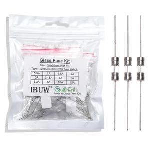 12값x5pcs=60pcs 3.6x10mm 유리 퓨즈 느린 블로우 250V T0.1A-15A ibuw