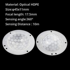 45mm HDPE 적외선 유도 스위치 렌즈 초점 길이 17.5mm 인간 광 PIR 프레넬 5pcs