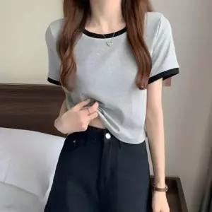 여름 면티 크롭 시원한 여성 티셔츠 반팔 1P 데일리 가을 무지 크롭티 원픽 셀파
