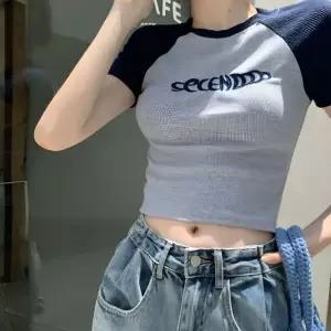 미니티 티셔츠 여름 크롭 레터링 크롭 숏티셔츠 반팔 여성 영문 트렌디 원픽 셀파
