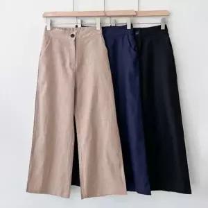 팬츠 데일리룩 바지 린넨 시원한 와이드 뒷밴딩 여성 팬츠 여름 린넨 9부 1P 원픽 셀파