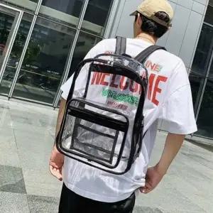 ( )퍼스트몰 투명 백팩 블랙 크린룸가방 PVC가방 패션가방