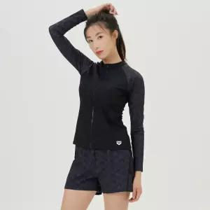 [아레나수영복] 노블리 레저 집업 래쉬가드 세트 A4BL1PS14BLK