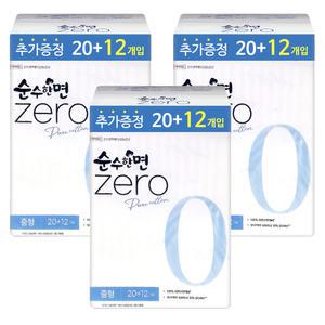 순수한면 제로 중형 20+12P X 3팩