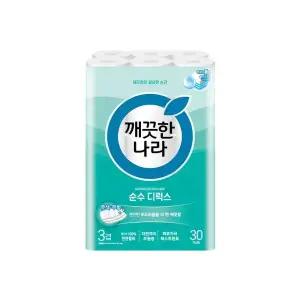 깨끗한나라 천연펄프 3겹 순수 디럭스, 30m, 30롤, 1개