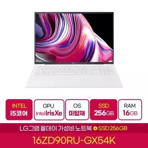 LG그램 16ZD90RU-GX54K 가벼운노트북 인텔 I5 16GB SSD 256GB 256GB 추가 (EGD)