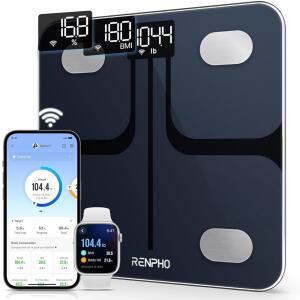 렌포 와이파이 블루투스 스케일 스마트 디지털 욕실 체중 BMI 체지방 스케일, 13가지 지표, 무선 체성분 분석 및 LED 디스플레이가 있는 모니터 추적 - 엘리스 아스파이어