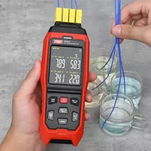 TASI 휴대용 습도계 디지털 LCD 온도 측정기 TA612C 4 채널 유형 열전대 온도계 -200  1372