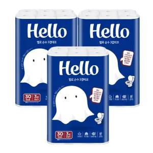 [헬로] 순수 3겹 데코 화장지 33m 30롤 3팩