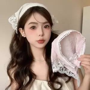 레이스 여자 빈티지머리띠 머리 두건 스타일 스카프 쁘띠 머리띠 레이스두건
