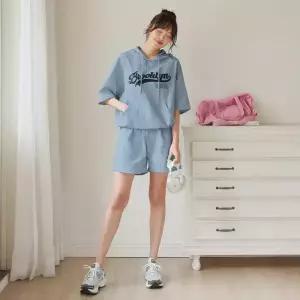 [핑크시슬리] SET/브루클린 바스락 후드 스트링 4부 트레이닝세트