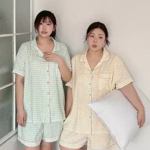 [빅사이즈]이블렛 티스리 체크 파자마 SET 제이스타일