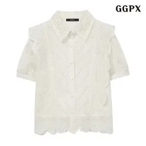 펀칭 레이스 카라 블라우스 (GPBBA001D)