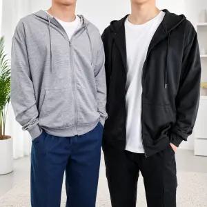 남녀공용 무지 후드집업 얇은 간절기 데일리 아우터 2색상