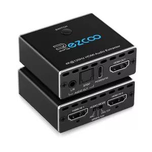 HDMI 2.1 오디오 추출기 4K 120Hz VRR ALLM HDCP2.3 HDR10 ARC 스위치 2 in 1 Out 컨버터 - SPDIF 5.1CH 광