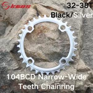 KEOS 104BCD 내로우와이드 실버 싱글 체인링 32-38T 산악 자전거 7-12단 호환 M370 M590 M610 M615 IXF